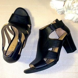 Naturalizer Lexi Black Open Toe Blocked Heels